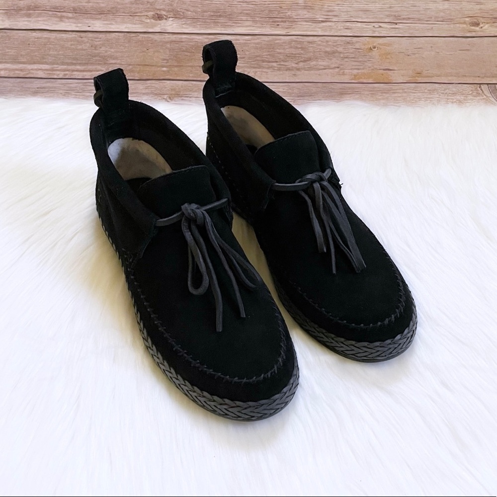 UGG Women’s Woodlyn Moc Ankle Boots In Black Suede - Picture 2 of 8